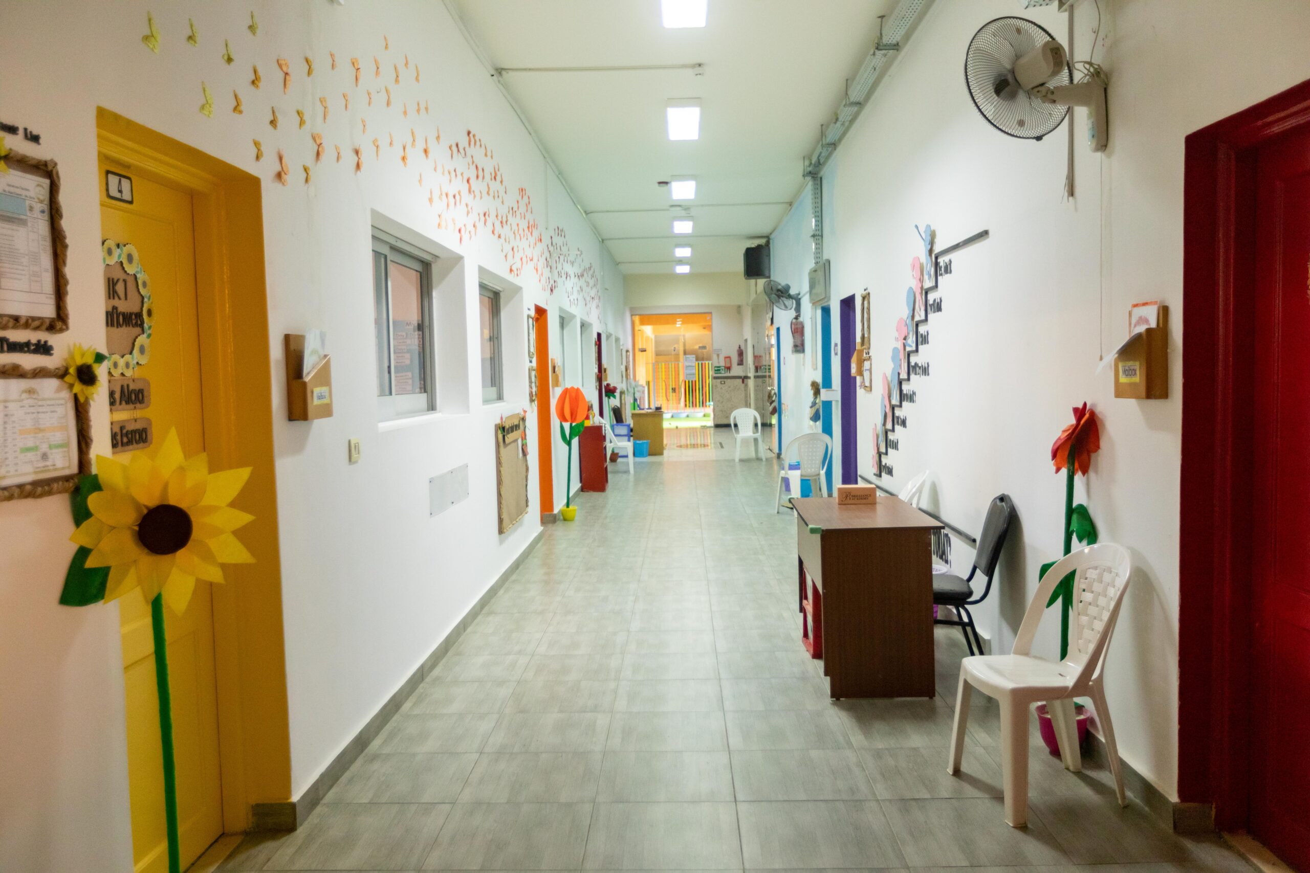 Colourful early years corridor at Brilliance Academy