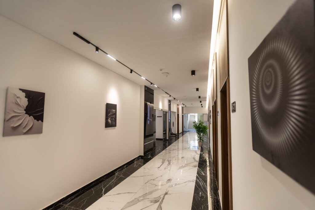 Modern interior corridor at Brilliance Academy